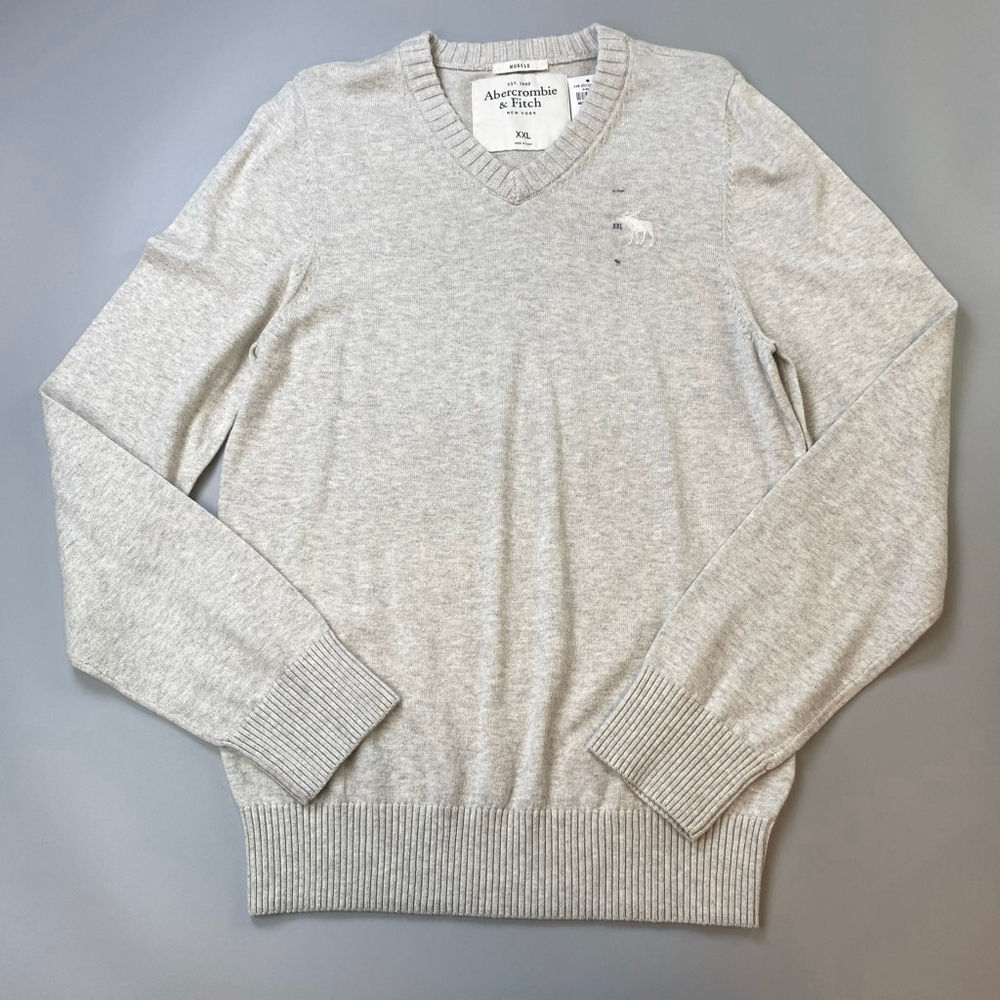 Abercrombie & Fitch Sweater Mens XXL Grey NEW Cashmere Muscle Preppy Mallcore